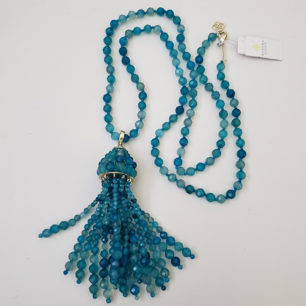 Kendra Scott Sylvia Teal Unbanded Agate Necklace